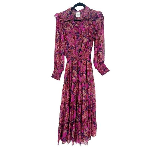 Misa Marjan Floral-print Blouson Sleeve Maxi Dress in Chiffon Size XS NWOT - Picture 10 of 11